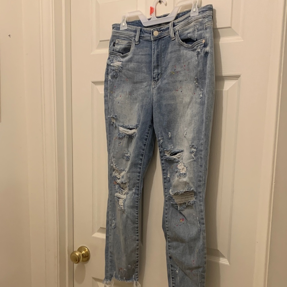 Judy Blue Light Blue Distressed Skinny Jeans